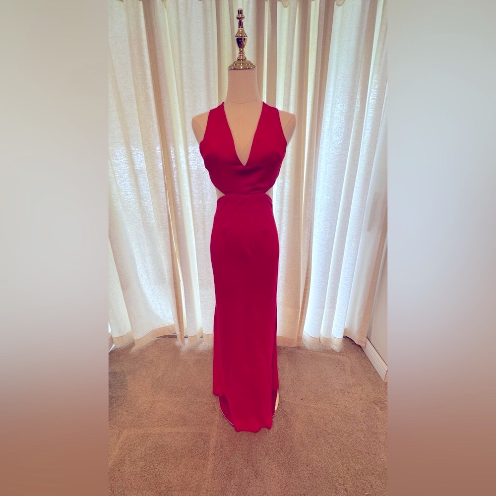 Fame and Partners red floor length dress